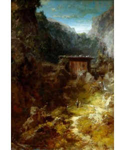 Carl Spitzweg, Mühle im Gebirge mit drei Figuren