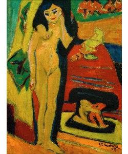 Ernst Ludwig Kirchner, Nacktes Mädchen hinter Vorhang (Fränzi)