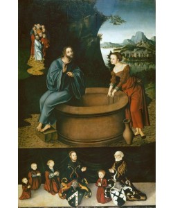 Lucas Cranach der Ältere, Christus und die Samariterin mit Stifterfamilie