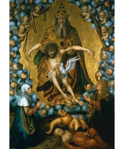 Lucas Cranach der Ältere, Die Dreifaltigkeit, verehrt von Maria und Sebastian
