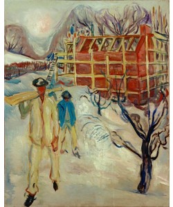 Edvard Munch, Bauarbeiter im Schnee. Backsteinatelier