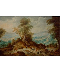 JOOS DE MOMPER, Gebirgslandschaft mit Jagdgesellschaft