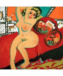 Ernst Ludwig Kirchner, Sitzender Akt mit erhobenen Armen
