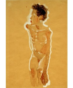 Egon Schiele, Knabenakt, nach links gewendet
