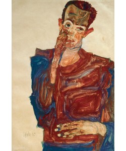 Egon Schiele, Selbstbildnis mit Hand an der Wange