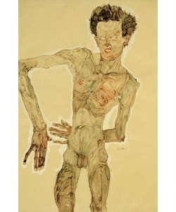 Egon Schiele, Aktselbstbildnis, grimassierend