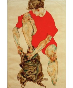 Egon Schiele, Weibliches Modell in rotem Gewand