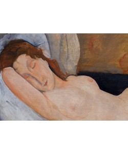 Amedeo Modigliani, Liegender Akt, Kopf auf rechtem Arm ruhend