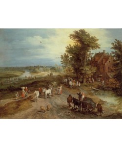 Jan Brueghel der Ältere, Landschaft mit Dorfschenke