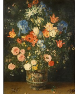 Jan Brueghel der Ältere, Stillleben mit Blumenvase und Insekten