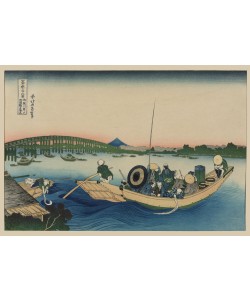 Katsushika Hokusai, Sunset across the Ryogoku Bridge over the Sumida River at Onmayagashi