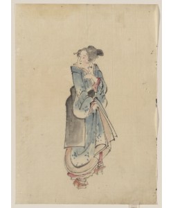 Katsushika Hokusai, A woman walking to the right