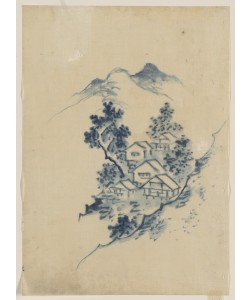 Katsushika Hokusai, Buildings nestled among trees