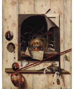 Cornelis Norbertus Gijsbrechts, Trompe l'oeil with Studio Wall and Vanitas Still Life, 1668