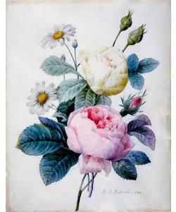 PIERRE-JOSEPH REDOUTÉ, Bouquet of Roses with Daisies, 1834
