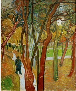 Vincent van Gogh, Spaziergänger im Park mit fallenden Blättern