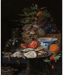 Jan Davidsz.de Heem, Still Life with Fruit, Oysters and a Porcelain Bowl
