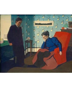 Felix Vallotton, Intérieur fauteuil rouge et figures