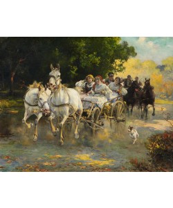 Alfred von  Wierusz-Kowalski, Fröhliche Kutschfahrt im Sommer