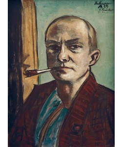 Max Beckmann, Selbstbildnis auf Grün mit grünem Hemd