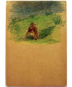 Laszlo Moholy-Nagy, Ohne Titel (Auf Wiese sitzender Mann)