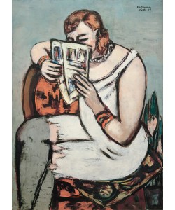 Max Beckmann, Frau in weißem Hemd (lesend)