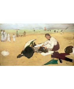 Edgar Degas, Beach scene: little girl having her hair combed by her nanny, c.1876-77 (oil on paper)