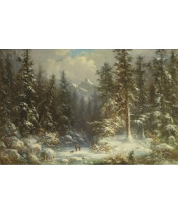 Oswald Richter, Forest Snow Scene, 19th century
