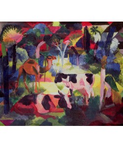 August Macke, Landscape with Cows and a Camel (oil on canvas)