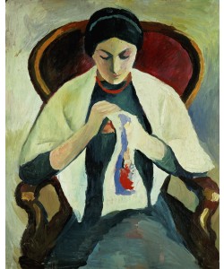August Macke, Woman Sewing
