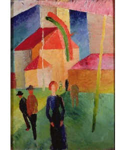 August Macke, Church Decorated with Flags (oil on canvas)