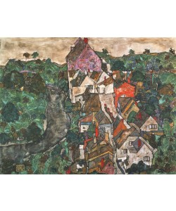 Egon Schiele, Landscape at Krumau, 1910-16