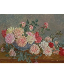 Eleanor Stuart Wood, Roses in a Blue Vase, 19th century