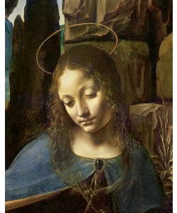 Leonardo da Vinci, Detail of the Head of the Virgin, from The Virgin of the Rocks (The Virgin with the Infant Saint John adoring the Infant Christ accompanied by an Angel), c.1508 (oil on panel)