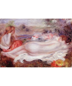 Pierre-Auguste Renoir, Bather reclining and a young girl doing her hair, 1896