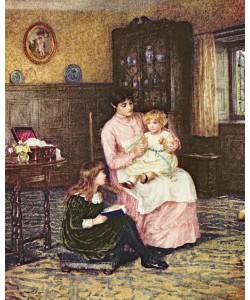 HELEN ALLINGHAM, Mother playing with children in an interior