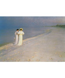Peder Severin Kroyer, Summer Evening on the Skagen Southern Beach with Anna Ancher and Marie Kroyer, 1893 (oil on canvas)