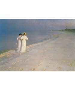 Peder Severin Kroyer, Summer Evening on the Skagen Southern Beach with Anna Ancher and Marie Kroyer, 1893 (oil on canvas)