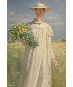 Michael Peter Ancher, Anna Ancher returning from Flower Picking, 1902