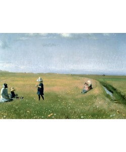 Michael Peter Ancher, Children and Young Girls picking Flowers in a meadow north of Skagen