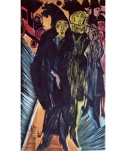 Ernst Ludwig Kirchner, Street Scene (coloured litho) 1922