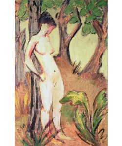 Otto Mueller, Nude Standing Against a Tree (oil on canvas)