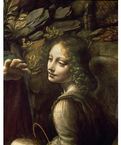 Leonardo da Vinci, Detail of the Angel, from The Virgin of the Rocks (The Virgin with the Infant St. John adoring the Infant Christ accompanied by an Angel), c.1508 (oil on panel)