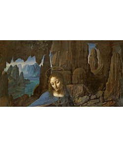 Leonardo da Vinci, The Virgin of the Rocks (with the Infant St. John adoring the Infant Christ accompanied by an Angel), c.1508 (oil on panel) (detail of 28916)