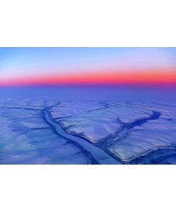 Hady Khandani, GEO ART - SUNSET COLORS AND EARTH SHADOW OVER WNTERLY NORTHERN SIBERIA - RUSSIA 2