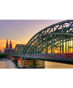 Hady Khandani, HDR - COLOGNE CATHEDRAL AND HOHENZOLLERN BRIDGE DURING SUNSET - GERMANY 1