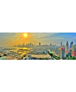 Hady Khandani, HDR PANO - SUNSET OVER QINGDAO MARINA - CHINA