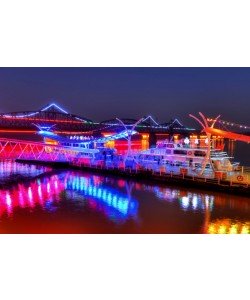 Hady Khandani, HDR - ILLUMINATED BOATS ON YALU RIVER - DANDONG - CHINA 02