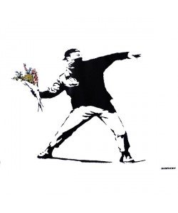 Banksy, Graffiti Throwing Flowers