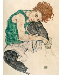 Leinwandbild Egon Schiele - Sitzende Frau